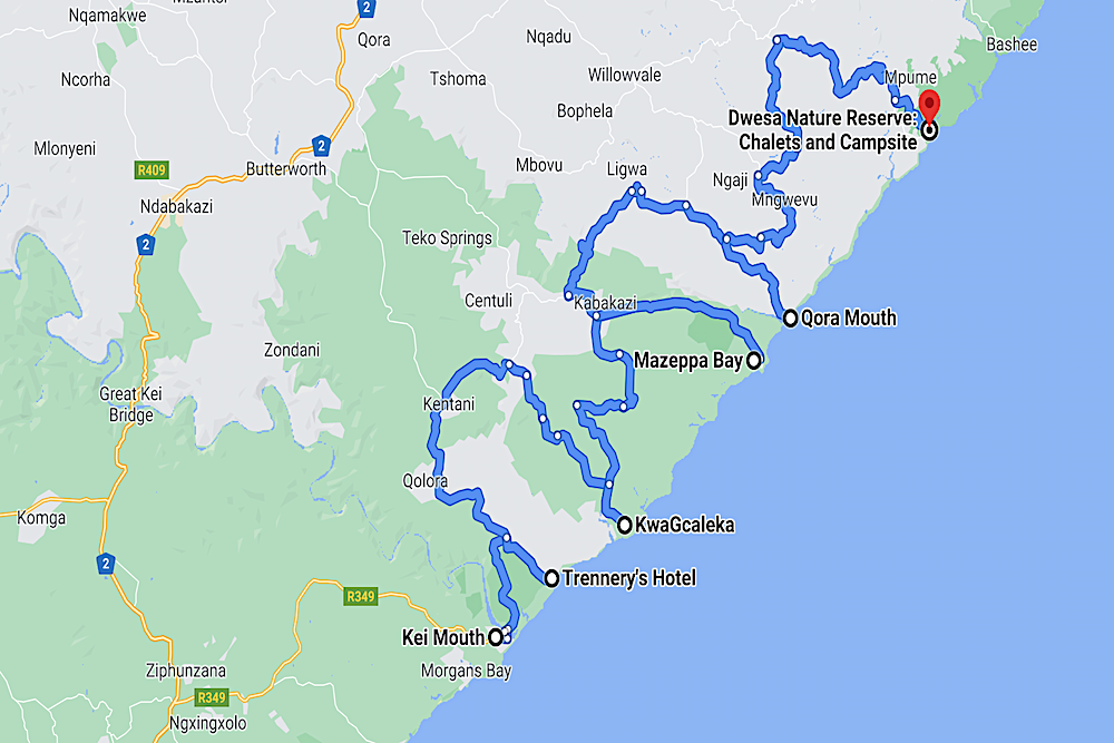 Map Wild Coast South Africa