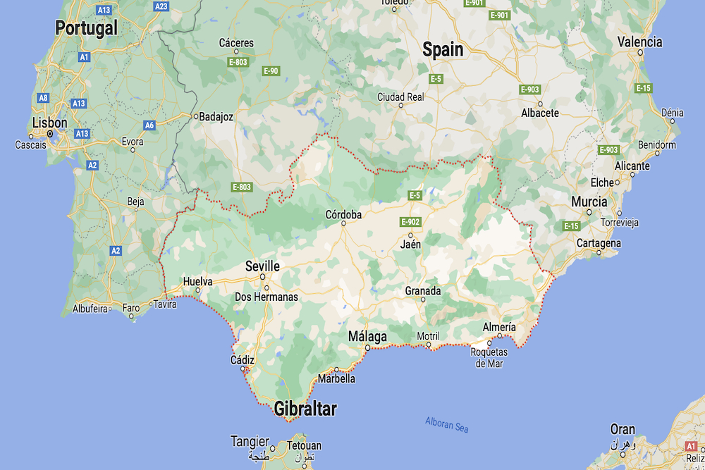 Andalusia Spain twisht map