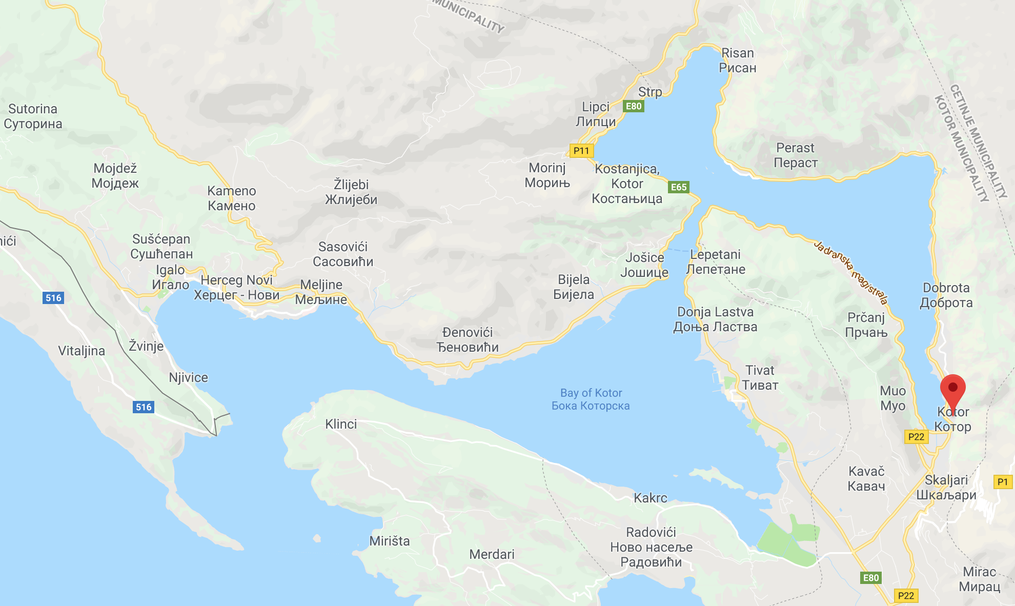 Boka / Bay of Kotor Map