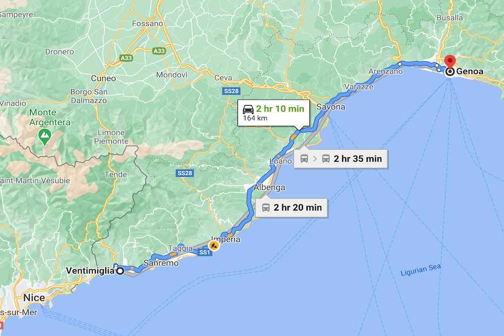 Italian Riviera Liguria Map twisht