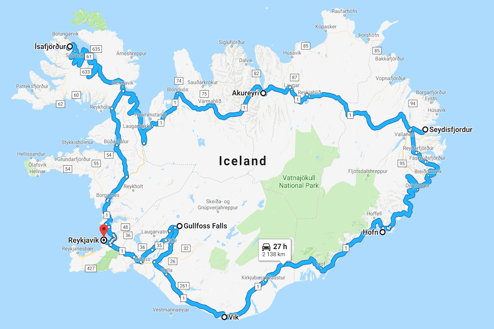 Iceland Golden Circle Map